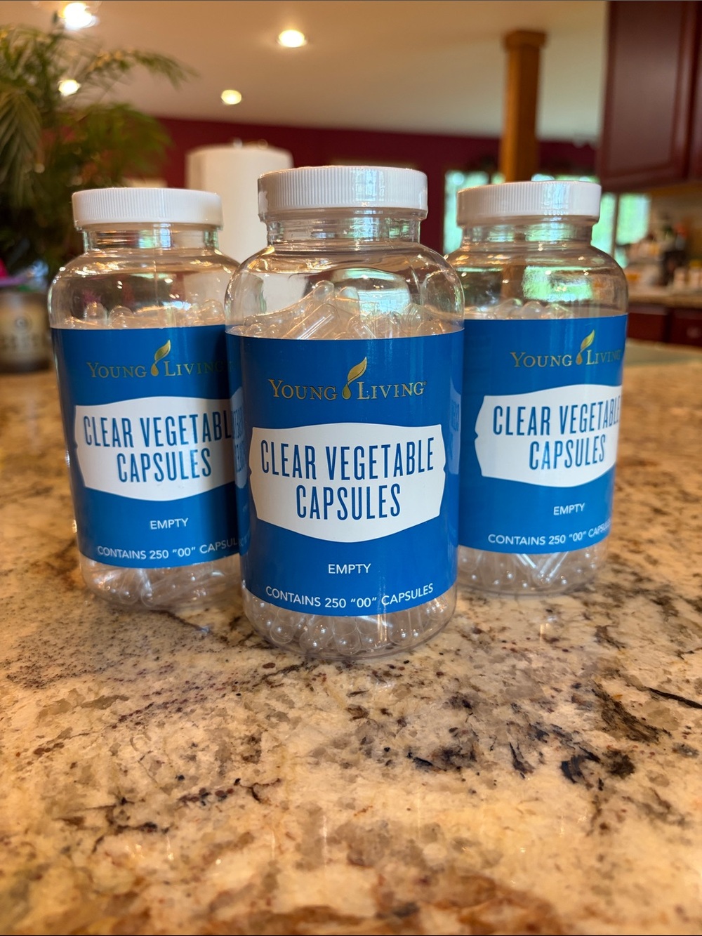 Young Living Clear Vegetable Capsules - Blue & White Bottles